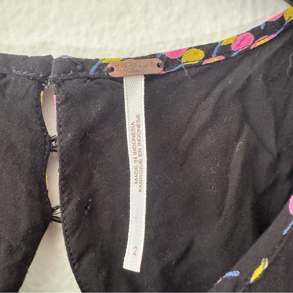 Free People Coryn Mini Dress Black Printed Open Back Long Sleeve Size 2 - Picture 13 of 15